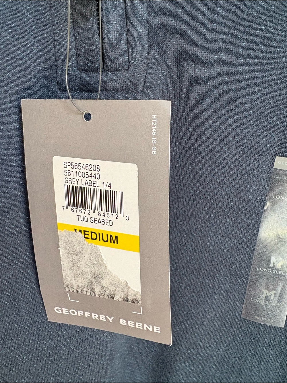 NWT Men’s Geoffrey Beene 1/4 Zip Long Sleeve Shirt Blue Size Slim Fit Medium - Picture 3 of 5